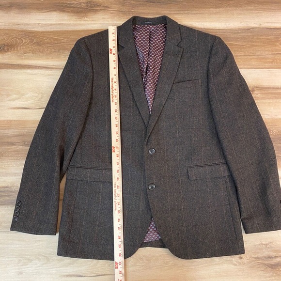 Cedar Wood State Sport Coat L 41-43 Brown Wool Tweed Herringbone 2 Button Blazer - Picture 7 of 15